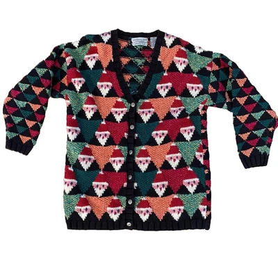 Northern Isles Ugly Sweater Cardigan S Black Santa Claus Christmas Holiday Cozy - Image 1 of 4