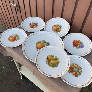 Obsttellerset Früchte Porzellan Goldrand  Birnen Erdbeerevintage antik alt - Bild 1 von 13