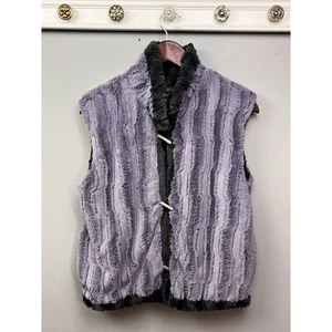 Wooly Bully Wear Colorado Vest Womens Medium Purple Gray Toggle Outdoors Fluffy - Picture 1 of 8