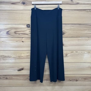 Sympli Pants Womens 14 Black Stretch Pull On Wide Leg Button Detail Slinky B121 - Bild 1 von 11