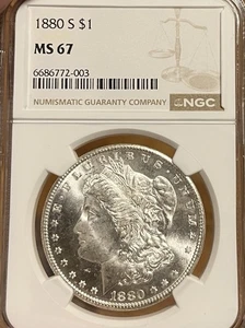 1880-S NGC MS67 Morgan Silver Dollar - Picture 1 of 4