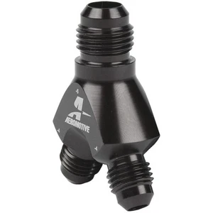Aeromotive 15671 Fuel Block Y-Type Aluminum Male -6AN InletMale -4ANRing Outlets - Picture 1 of 1