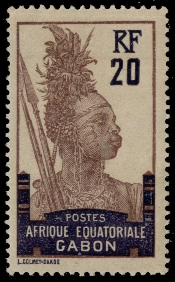 GABON 57 - Colonial Heritage "1910 Fang Warrior" (pc45303) — 第 1/1 张图片