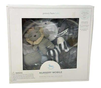 POTTERY BARN KIDS Knit Animal Nursery Mobile VIDEO Musical Zoo Jungle LKNU - Image 1 of 4