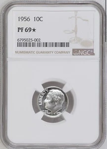 1956 Silver Proof Roosevelt Dime NGC PF69* Star - Picture 1 of 2