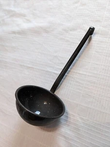 Vintage Enamel GraniteWare Black Speckled 11" Ladle Camping Farmhouse Decor - Picture 1 of 8