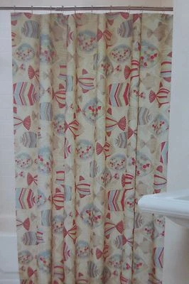 Coastal Collection Fishes Fabric Shower Curtain 72" x 72" NIP - Image 1 of 4