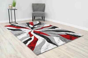 Premium Hand Carved Thick Plush Pile Modern Abstract Contemporary Geometric Rug - Picture 1 of 4
