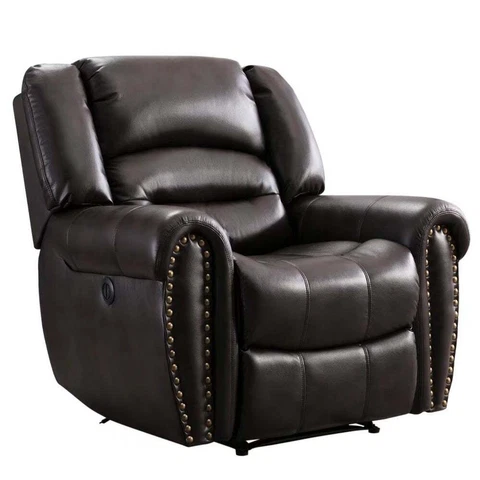 TRM Faux Leather Home Recliner Seating with USB Port - Brown  MSRP $653.49 Cover