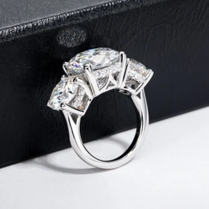 11cttw 3 Stone Moissanite Engagement Rings D Color VVS1 Anniversary for Women - Picture 1 of 7