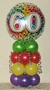 ESPOSITORE PALLONCINI ETÀ 60 COMPLEANNO 60° - DECORAZIONE TAVOLA FESTA - NO ELIO NECESSARIO - Foto 1 di 1
