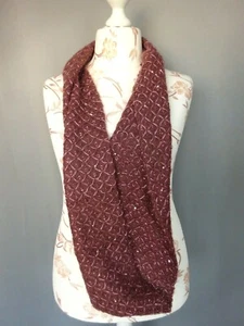 Scarf Tour Neck Woman Style Angora Violet Paillette Long 80cm L32 - Picture 1 of 4