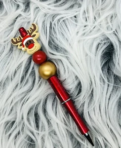Reindeer Christmas Beaded Refillable Pen - Picture 1 of 1