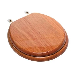 Designer Solid Round Toilet Seat in Oak - Picture 1 of 1