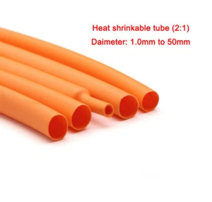 2: 1 Orange Heat Shrink Tubing Wire and Cable Winding Diameter 1mm to 50mm - Picture 1 of 9