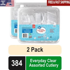 192 Count Assorted Plastic Cutlery Set Disposable Parties Picnics BBQs New - Picture 1 of 8
