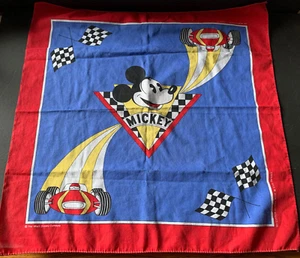 Vtg Walt Disney Mickey Mouse Car Racing Bandanna scarf J.A Woronowicz usa 80 90s - Picture 1 of 7