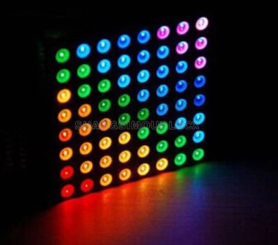 60x60mm 5mm 8*8 8x8 Common Anode Full Colour RGB LED Dot Matrix Display Module - Bild 1 von 4