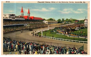 Churchill Downs Kentucky Derby Louisville KY People 1942 Vintage Linen Postcard - Picture 1 of 3
