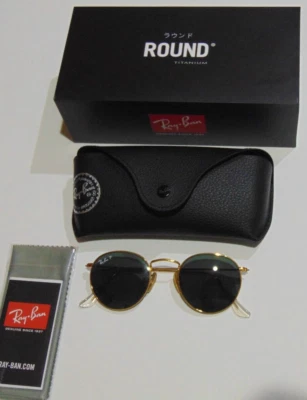 NEU RAY BAN RUNDE TITAN RB8247 921658 3P GOLD GRÜNE POLARISIERTE GLÄSER 47-21-140 - Bild 1 von 3