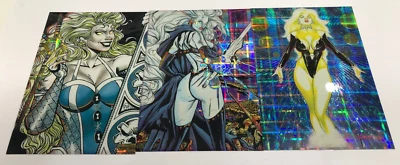 1997 KROME LADY DEATH CHRIMIUM MEGA TRADING CARD REFRACTOR CHASE CARD SET (3) - Image 1 of 3