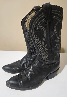 Botas vaqueras Tony Lama etiqueta negra 10 1/2 negras 6238 10,5 costuras blancas Foto 1 de 4