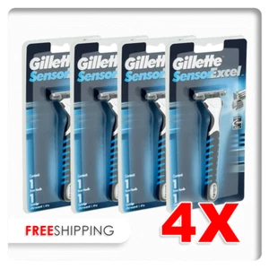 4x Gillette Sensor Excel Razor Twin Blades Manual - FREE SHIPPING - Picture 1 of 4