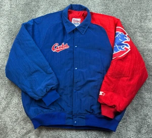 Chicago Cubs Jacket Size Large Starter Diamond Collection Blue Red Made In USA - Picture 1 of 16