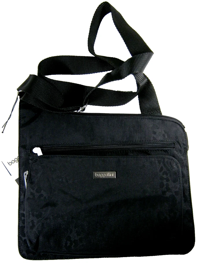 Baggallini HP Bagg MM Crossbody Bag Black Cheetah Water Resistant Nylon