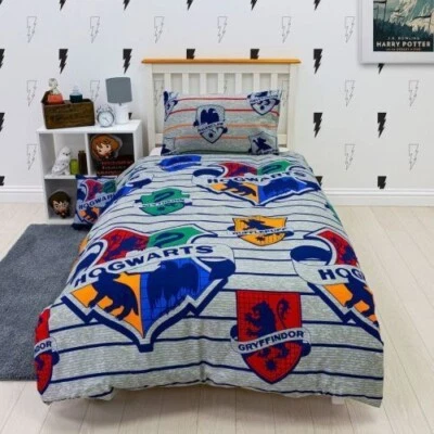 HARRY POTTER Hogwarts Brave Reversible Single Duvet Cover Bedding Set Grey - Image 1 of 2