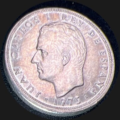 1975 XF Spanish 5 Pesetas - Juan Carlos I 1975 (1976-1980) KM# 807 C472 - Image 1 of 2