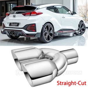 For Hyundai Veloster Pair 2.5" Inlet 3.5" Outlet 9.5" Long Dual Exhaust Pipe Tip - Picture 1 of 11