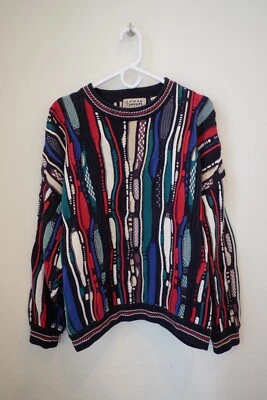 Cotton Traders Cable Knit Sweater Pullover 3D Coogi Style Hip Hop Biggie Y2K 90s - Image 1 of 4