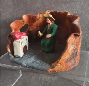 Antiguo Grupo Figura Barro Belén Nacimiento Cocinera / 11cm x 9cm x 7cm - Imagen 1 de 9