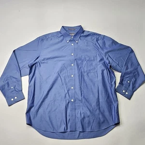 EDDIE BAUER Dress Shirt Men's XL  Blue Solid Wrinkle Resistant _B THREE - Picture 1 of 11