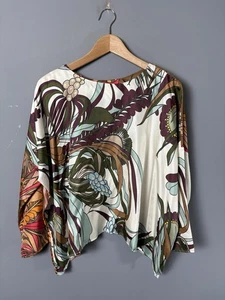 LA PRESTIC OUISTON Damen Größe 1 Oversize Blumenmuster Seide Tunika Top Bluse - Bild 1 von 9