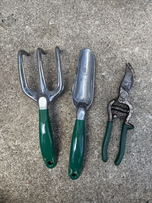 Lote 3 palas tenedores de jardín vintage ALLEN SIMPSON AS hechas en Canadá y tijeras Foto 1 de 4