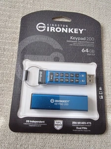 Kingston Technology IronKey 64GB Keypad 200 USB 3.2 Typ A Flash Drive blau NEU - Bild 1 von 6