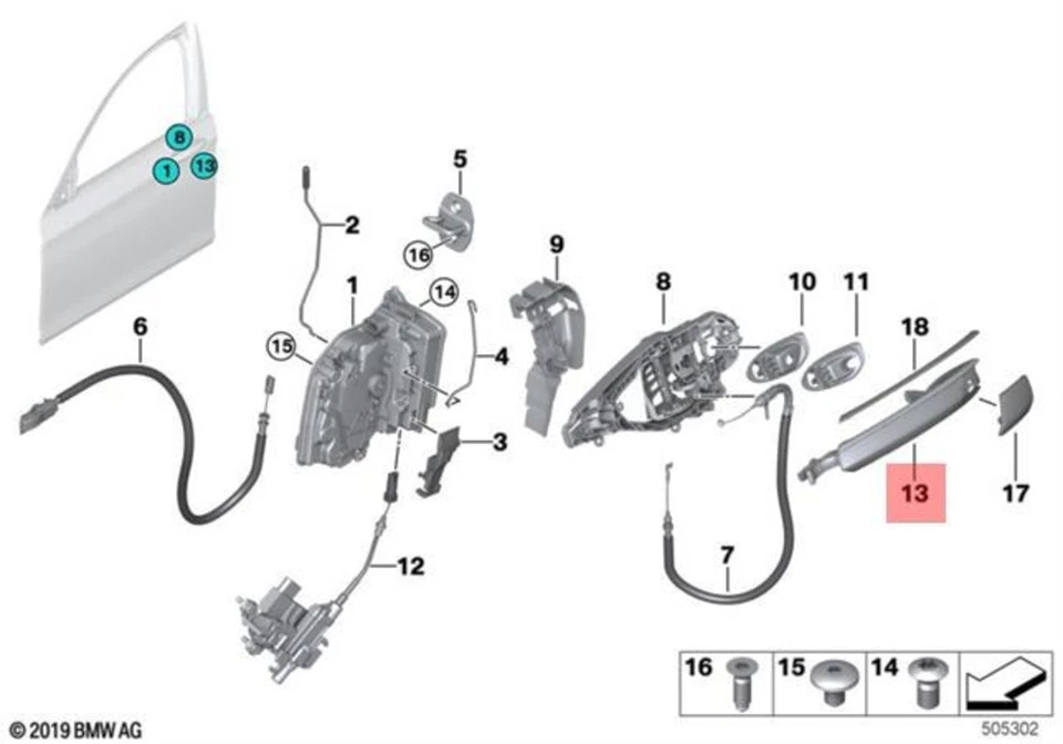 Genuine BMW Alpina B7 G11 G12 725d Door Handle Painted Outer Left 51217411049 - Imagem 1 de 1