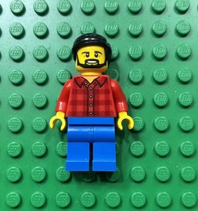 LEGO Minifigure Bearded Dad in Plaid Flannel Shirt cty0664 60134 Fun Park City - Picture 1 of 2