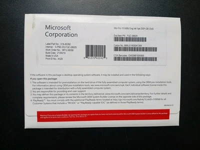 Windows 10 Pro 64-Bit DVD Genuine License Product Key, Sealed - Image 1 of 2