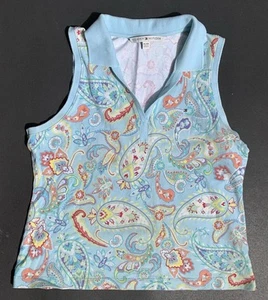 Tommy Hilfiger Damen XL Polo Top Bluse Paisley blau ärmellos - Bild 1 von 10