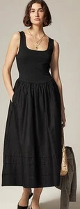 J.Crew Drop-waist mixy dress Black Minimalist Size XS New NWT - Picture 1 of 6