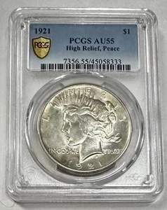 1921 Peace Silber Dollar PCGS AU 55 High Relief - Bild 1 von 2