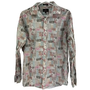 Simon Carter London Slim Fit Tickets Patterned Men's Button Up Shirt Used | 16" - Picture 1 of 4
