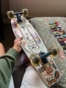 28 Inch Penny Skateboard 2 Tone Blue Sticker Customised Rode Twice - Picture 1 of 9