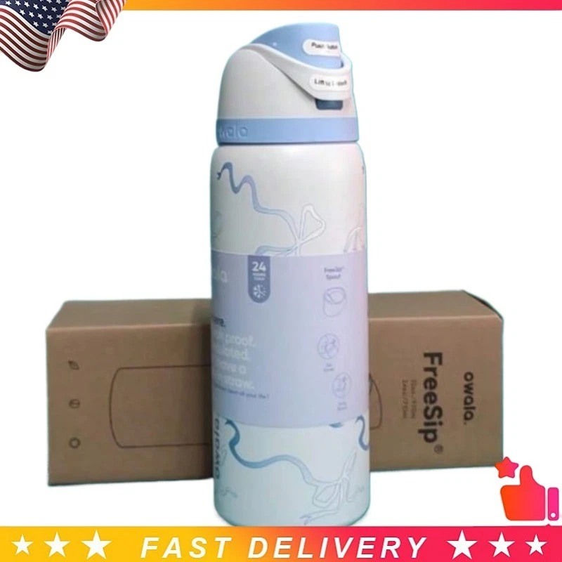 Owala Tied And True Blue Bows 32 Oz Freesip UO Exclusive Urban Outfitters