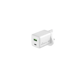 MediaRange 45W GaN Fast Charging Adapter (UK Plug), 1x USB-C and 1x USB-A, Suppo - Afbeelding 1 van 4