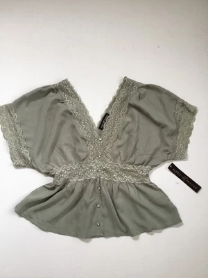 NUEVO CON ETIQUETAS Casi Famoso Y2K Bebé Muñeca Camisa Top, Talla Mediana Encaje Renacentista Foto 1 de 4