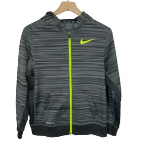 Nike Gray Space Dye Full Zip Hooded Track Jackets Neon Green Accents Sz XL Youth - Picture 1 of 8